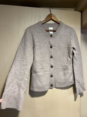Women's Cashmere Button-Front Cardigan Sweater - Taupe